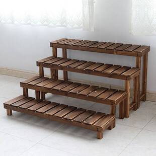 楼梯台阶踏板碳化实木花架单层花几户外阳台阶梯脚踩凳多肉多层