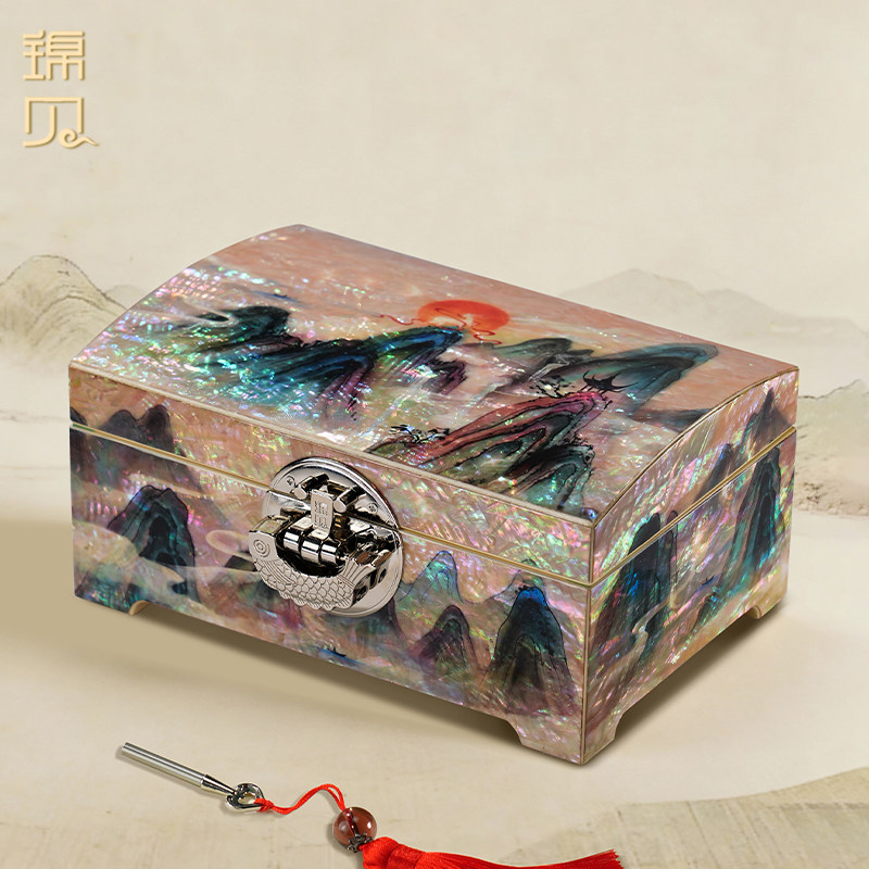 锦贝（节庆用品）结婚礼物生日纪念日礼物饰品收纳螺钿国潮首饰盒,节庆用品/礼品,创意礼盒/礼品套组,淘宝优惠券,粉丝福利购,淘宝优惠卷