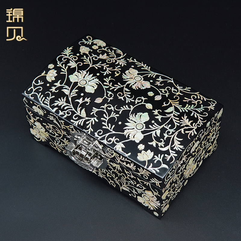 锦贝节日送礼螺钿漆器首饰盒实用