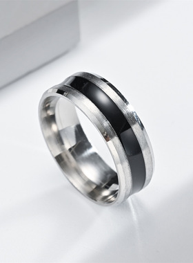 欧美小众 不褪色钛钢男士戒指 复古时尚不锈钢戒指跨境配饰品