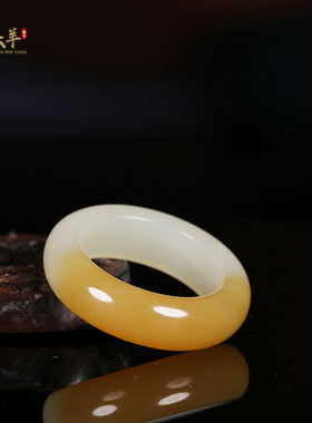 新疆和田玉老糖白玉戒指圈口20mm