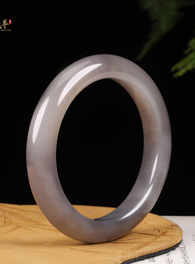 和田玉烟紫玉手镯女士天然泥鳅背