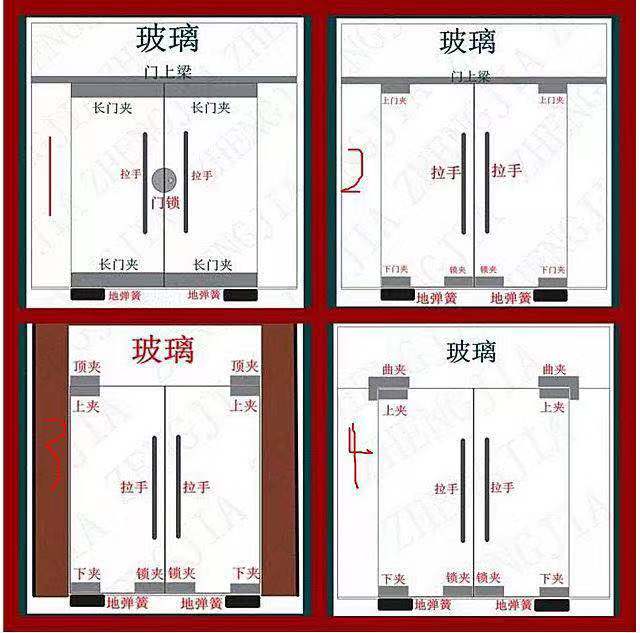 盛世n-222地弹簧套装有无框玻璃门拉手全套顶片地璜上下曲夹配件
