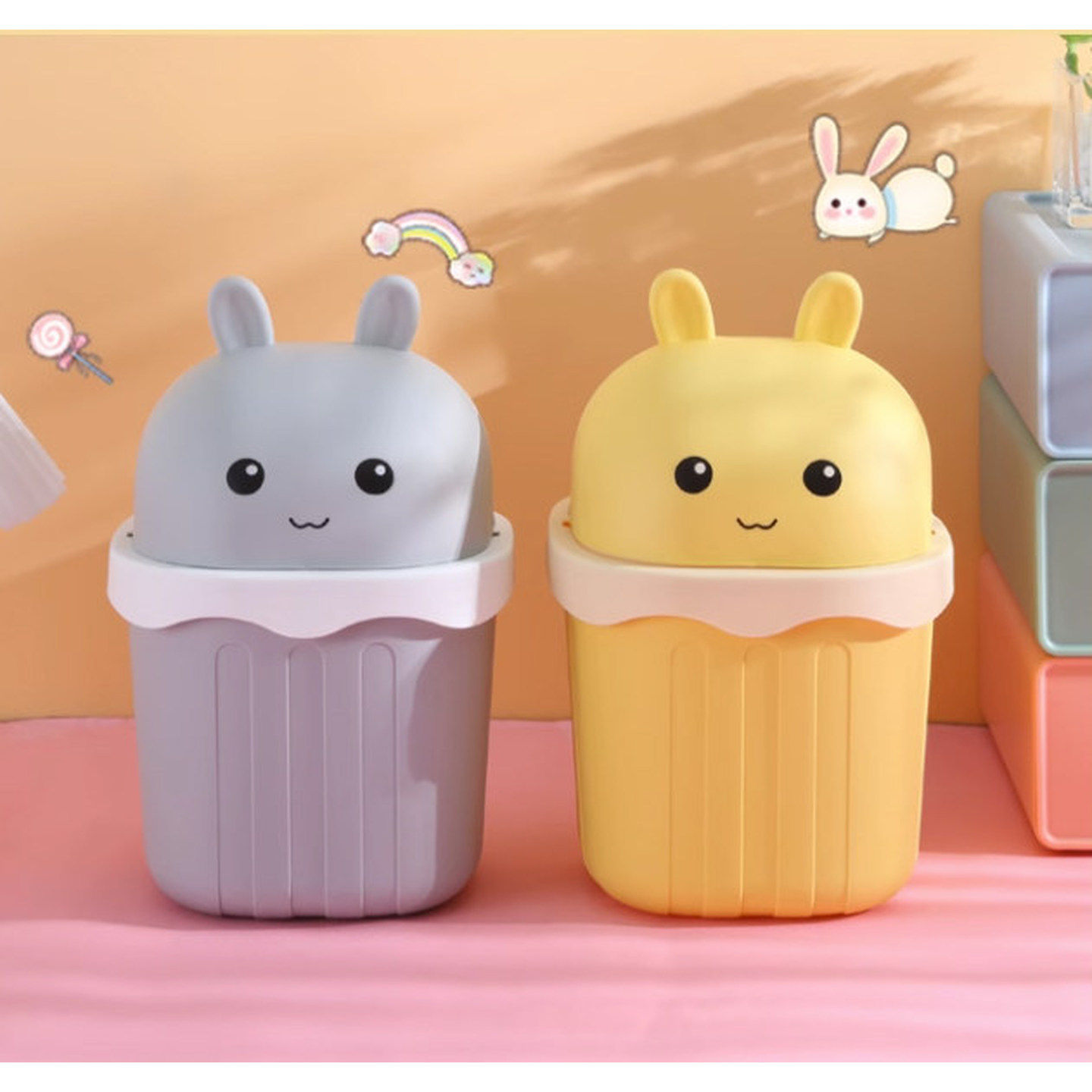 桌面垃圾桶带盖小号可爱迷你家用台面儿童书桌办公室桌上床头零食