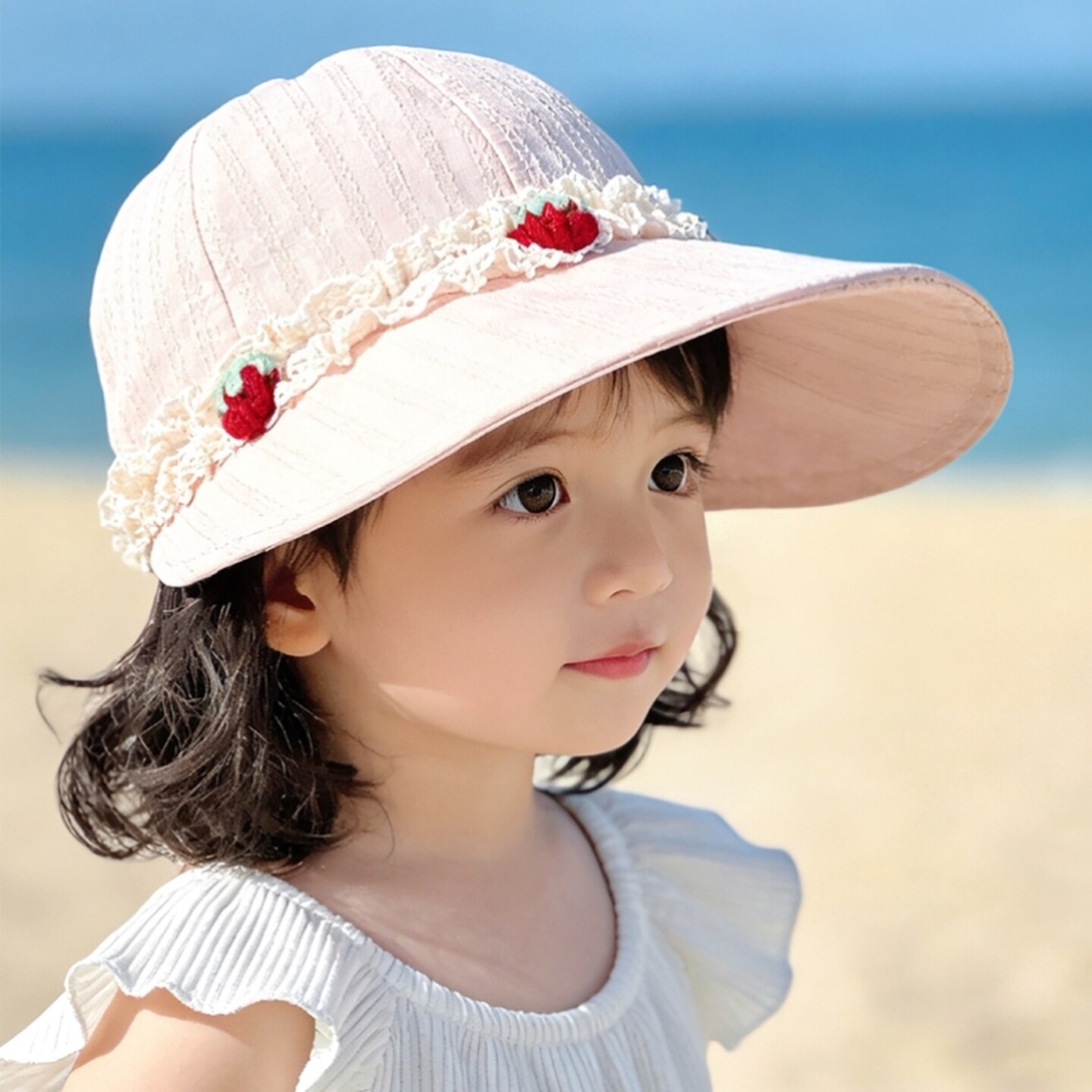 婴儿帽子春秋季薄款女宝宝洋气遮阳帽婴幼儿防晒可调节渔夫帽盆帽