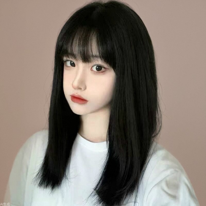 时尚女可齐可斜刘海修脸气质长