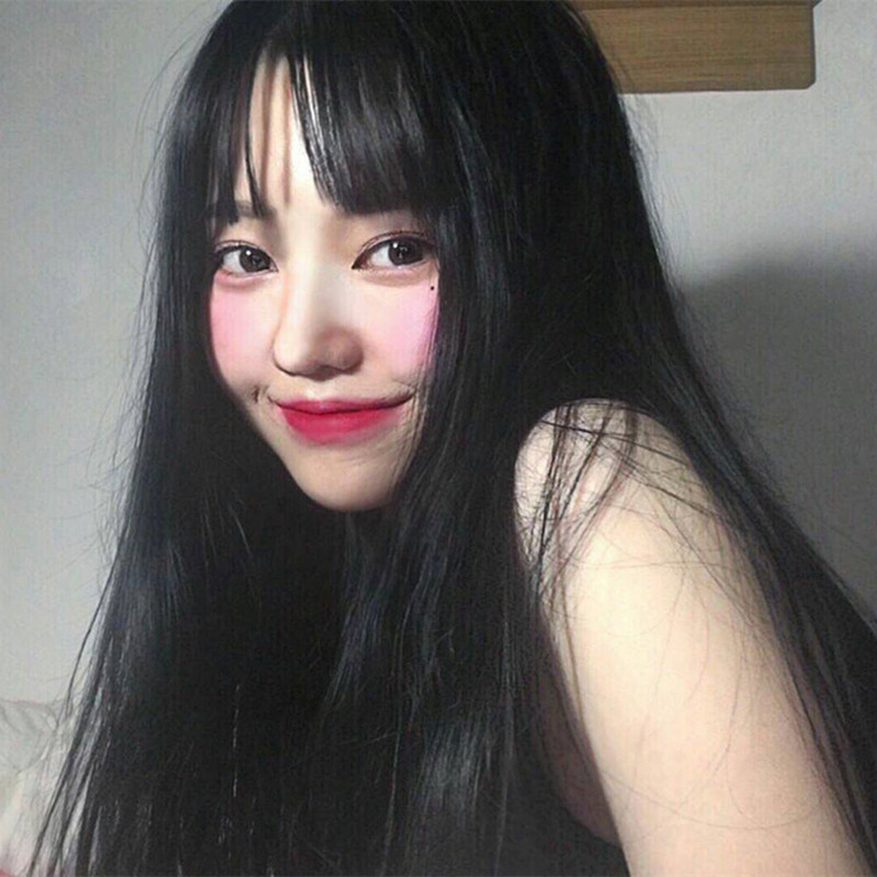 假发女空气刘海黑色长仿真头皮