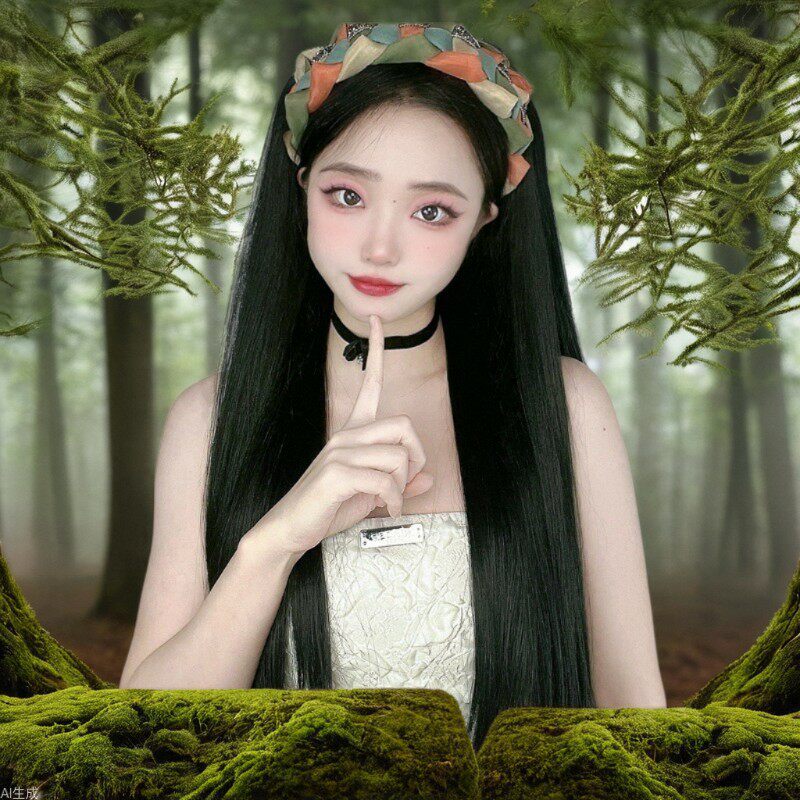 假发片女黑长隐形发箍假发森系