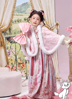 十三余童装【迪士尼玛丽猫猫咪来信】冬季新款加绒女两件套吊带裙