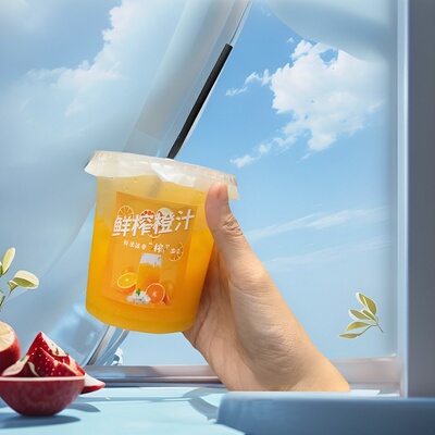 鲜榨果汁杯一次性摆摊橙汁专用杯