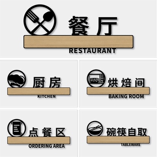 厨房重地闲人免进亚克力标识门牌定制顾客止步提示牌酒饭店餐厅餐具请自取墙贴纸取餐处点餐处烘焙间墙贴标牌