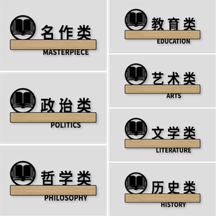 个性亚克力标志牌阅览室图书馆文学教育历史政治分类标识牌爱护书籍看完书籍请放回原位提示牌失物招领处墙贴