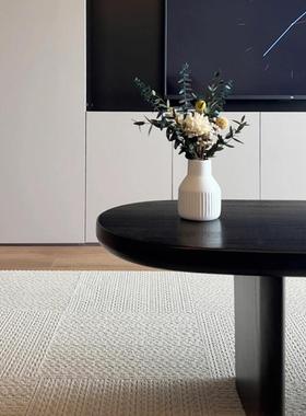 日式茶几榻榻米侘寂黑色风小桌阳桌现代简约椭台236圆桌子客厅家