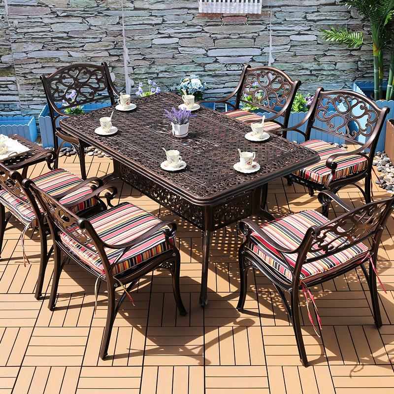 户外天座椅家具闲铸餐桌椅组合大理ZF6021C石室外庭院露花铝园休