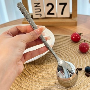 特别好看 锤纹不锈钢西餐主餐家用吃饭勺调羹高颜值 汤勺勺子韩式