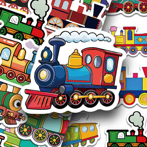 112张小火车贴纸卡通可爱手账手机壳笔记本水杯桌面装饰防水贴画