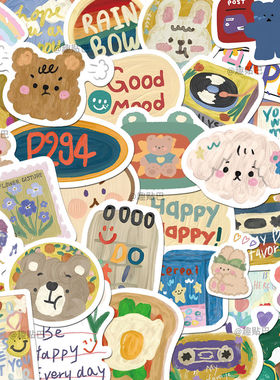 449张ins风韩系水笔画贴纸网红爆款可爱创意个性高级装饰防水贴纸