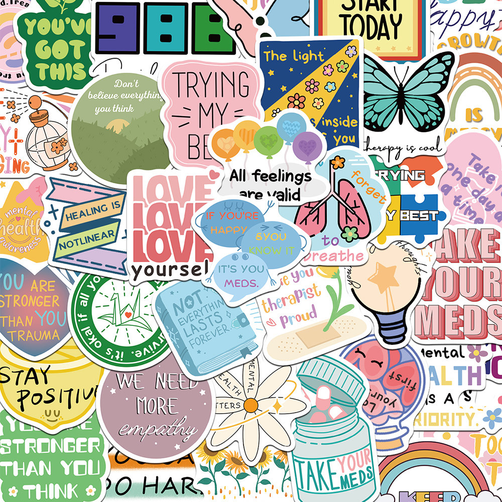 100张心理健康贴纸趣味ins风儿童装饰手账桌面手机壳笔记本