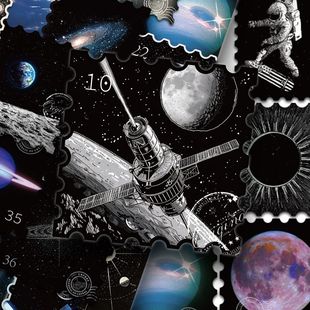 100张神秘宇宙邮票涂鸦贴纸星球系列手账手机壳笔记本diy防水贴画