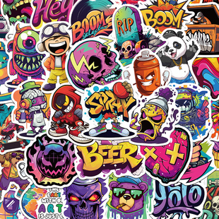 100张街头涂鸦贴纸趣味帅气酷风装 饰手账桌面手机壳笔记本