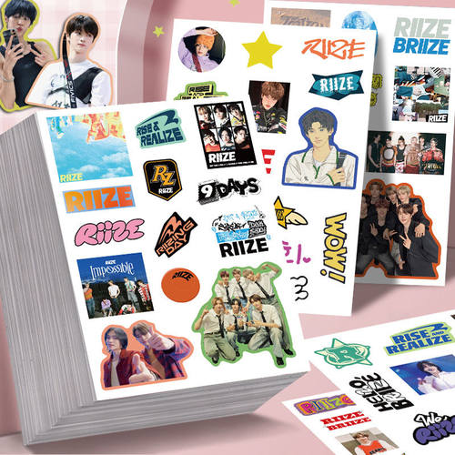 16张riize韩国男团贴纸ins高颜值明星周边手账笔记本装饰防水贴画