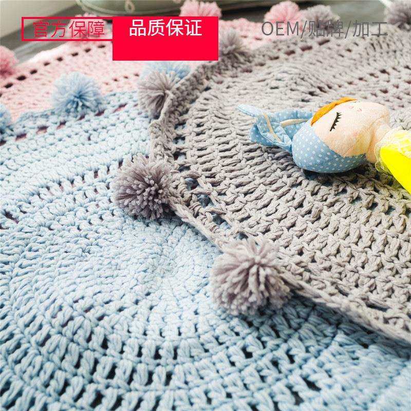 纯色镂空地垫手工地垫儿童房飘窗垫地毯新款软装配饰摄影道具