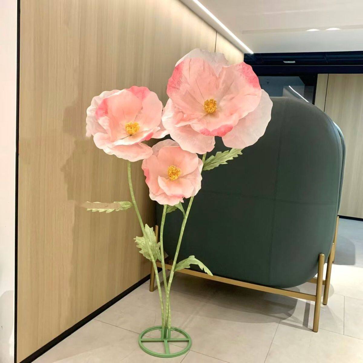 虞美人巨型仿真花婚礼落地布置