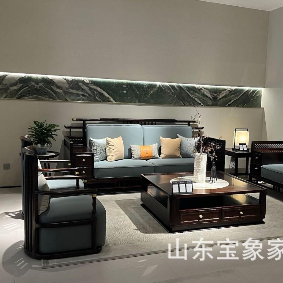 非洲黑檀别墅家具新中式全实木沙发组合小户型轻奢储物沙发