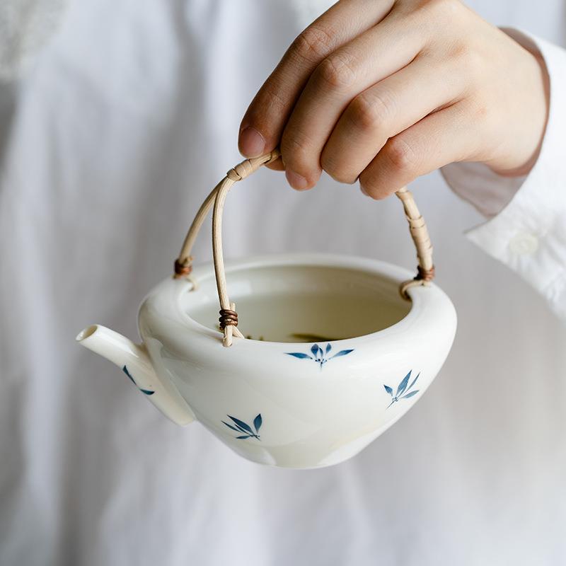 昌朴居纯手绘蝴蝶兰花创意陶瓷泡茶碗茶杯单功夫泡茶带盖不烫手
