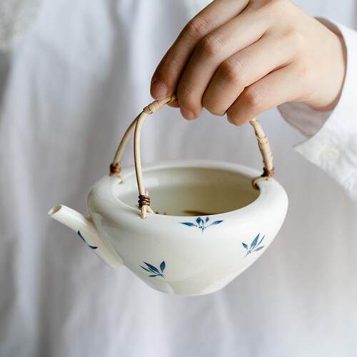 昌朴居纯手绘蝴蝶兰花创意陶瓷泡茶碗茶杯单功夫泡茶带盖不烫手