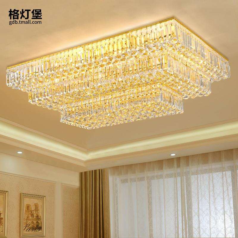 格灯堡现代大气长方形水晶灯LED客厅灯简约吸顶灯具灯饰0145