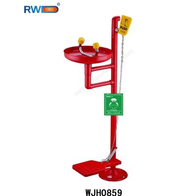 WJH0859立式洗眼器 304不锈钢立式洗眼器 手推脚踏板洗眼器
