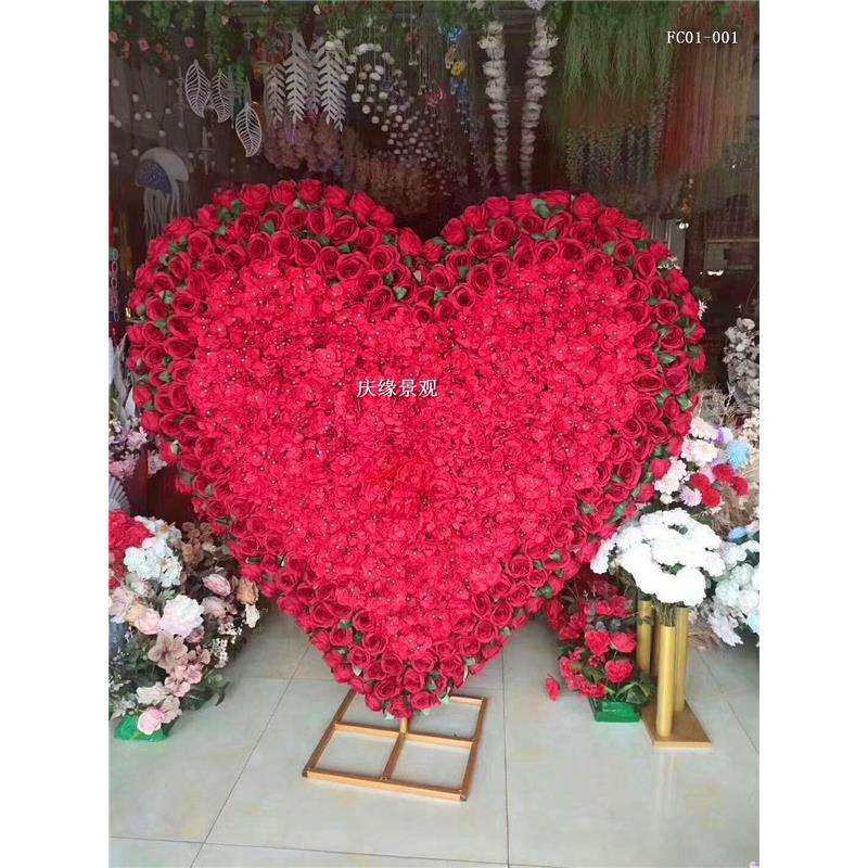 仿真花艺婚庆喜庆浪漫仿真花艺公司玄关屏风花艺花裙红似火花艺