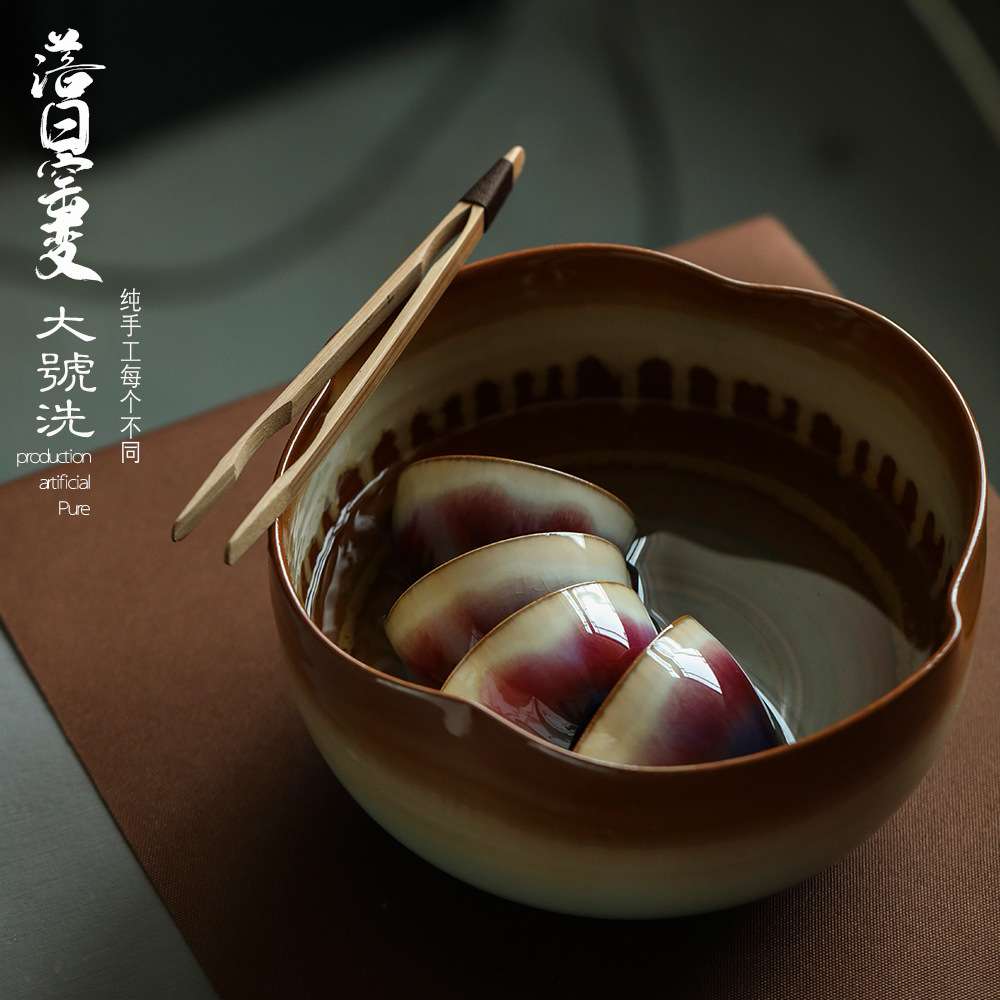 景德镇手工陶瓷茶洗大号特大 家用茶渣缸 建水 渣斗水盂 笔洗茶海