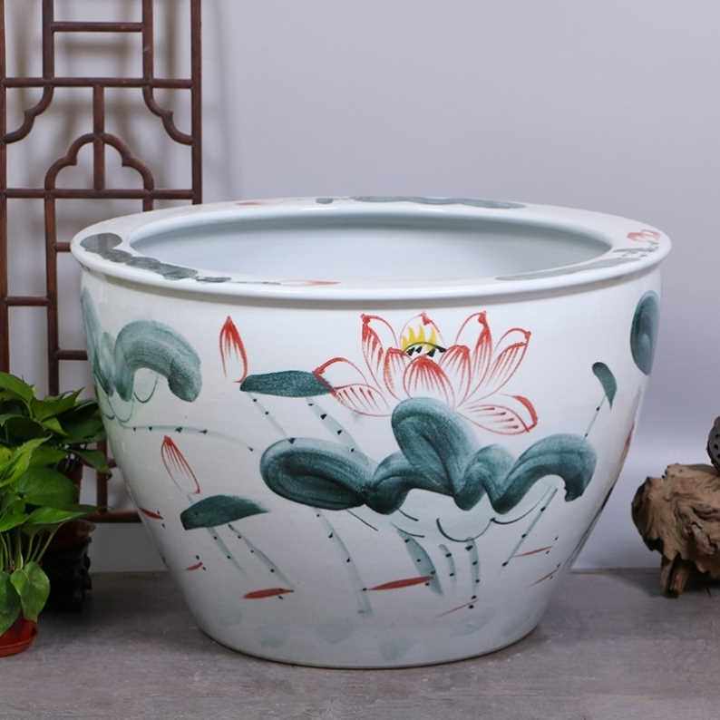 高档青花瓷花缸江西景德镇陶瓷花盆农村大水缸瓷缸养鱼青花瓷鱼缸