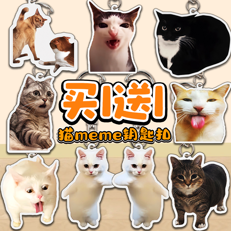 猫meme搞笑表情包亚克力双面钥匙