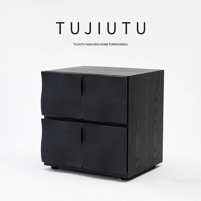 TUJIUTU意式极简黑胡桃色床头柜