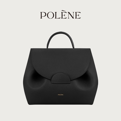 Polene波灵恩Number One 黑色荔枝牛皮手提单肩斜挎包