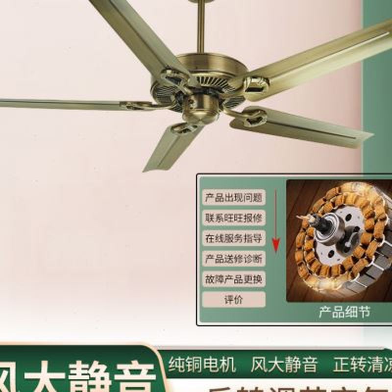 黑色复古工业风简约商用吊扇客厅餐厅家用静音无灯款大风力电风扇