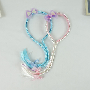 公主儿童发箍头饰蝴蝶结假发女童宝宝麻花辫长辫子丝带蝴蝶结装饰