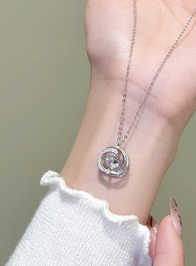 新款原创天鹅之恋莫桑钻项链女小众轻奢S925纯银1克拉锆石锁骨链