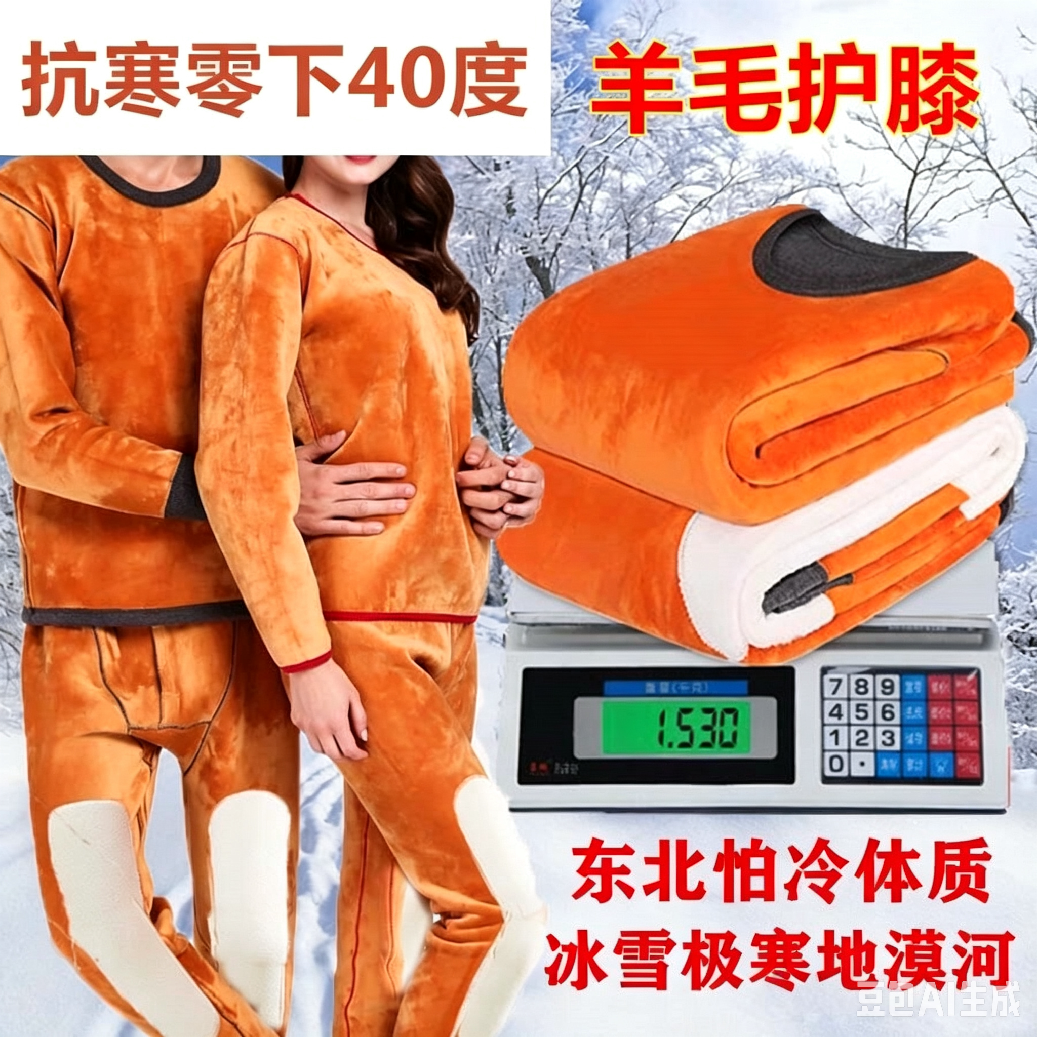 雪乡巨厚保暖内衣套装修身防寒衣