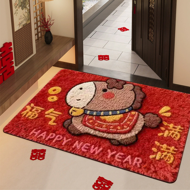 新款红色马年硅藻泥地垫卫生间防滑吸水地毯浴室耐脏耐磨喜庆脚垫,居家布艺,入户地垫,淘宝优惠券,粉丝福利购,淘宝优惠卷