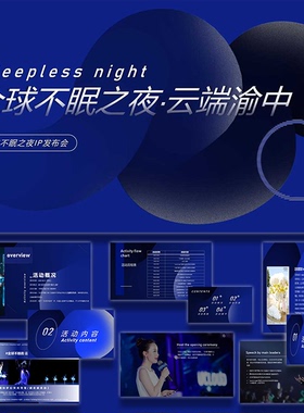 ppt模板全球不眠之夜发布会活动策划方案商务蓝色设计素材