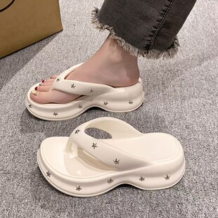 防滑凉拖鞋 5CM厚底人字拖女夏外穿时尚 女2025新款 沙滩鞋 女鞋