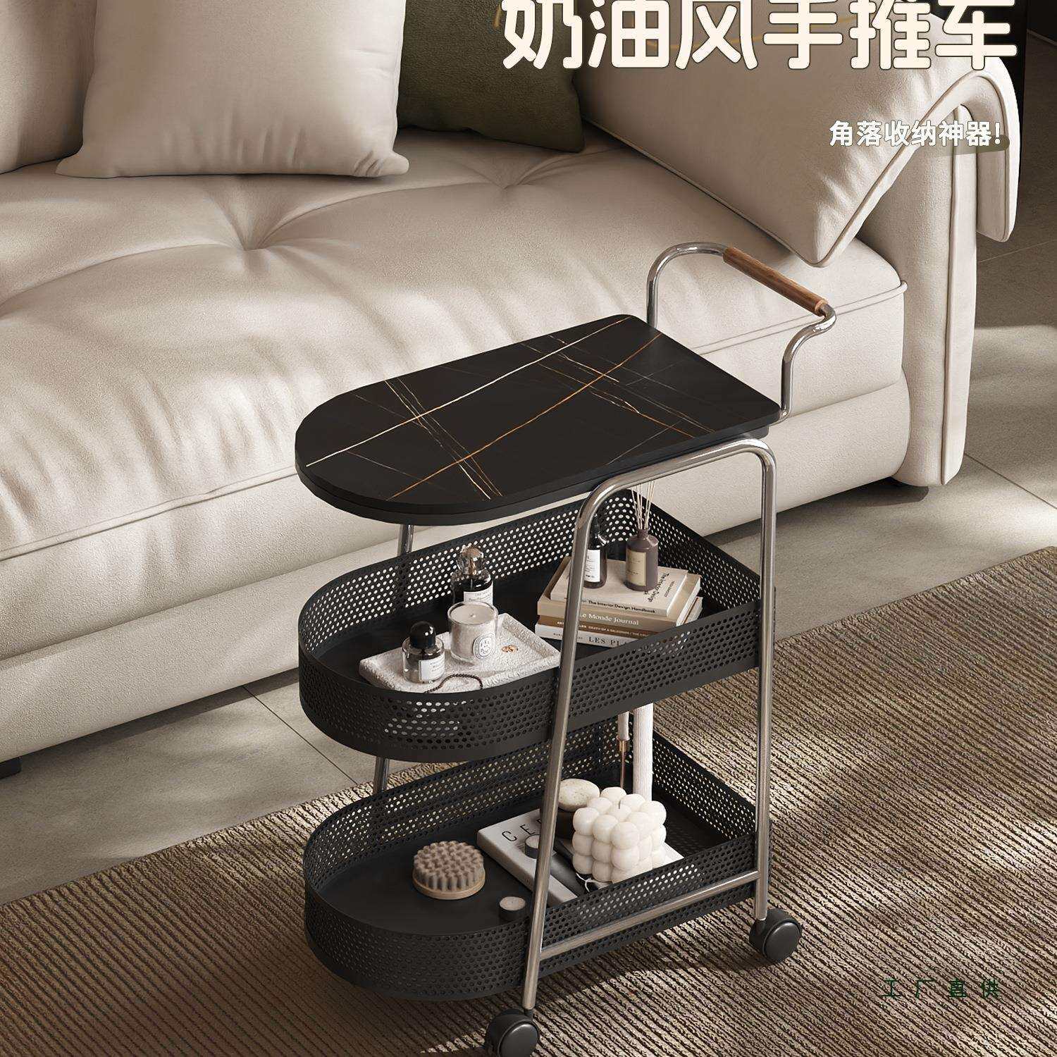 现代简约沙发边几可移动小推车家用客厅床边柜储物收纳置物架