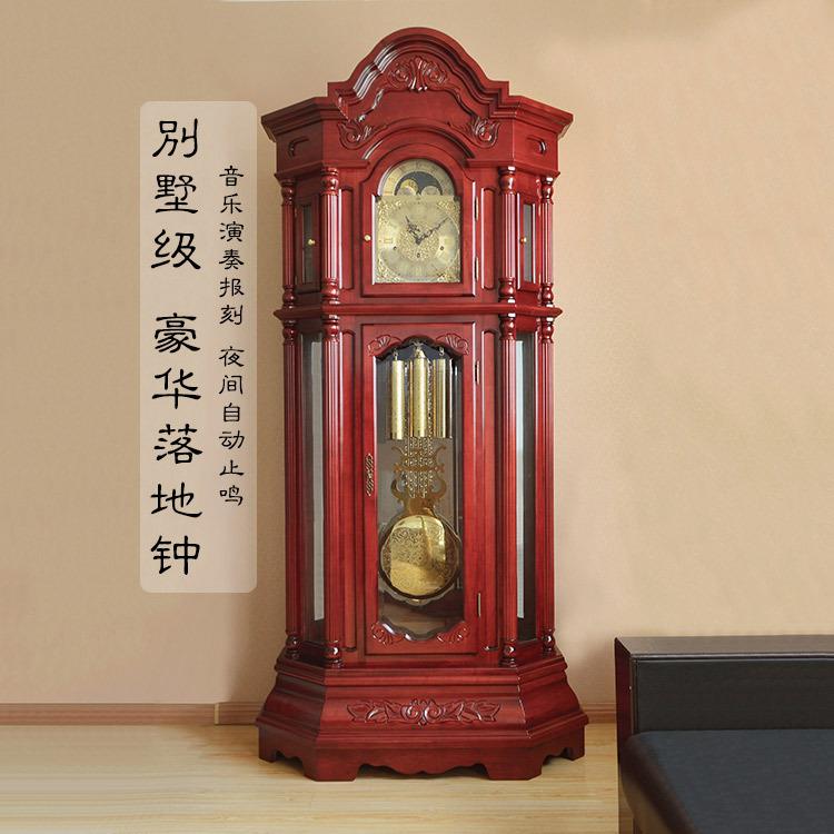 德国赫姆勒机芯欧式复古客厅落地整点报时机械机芯实木豪华北欧钟