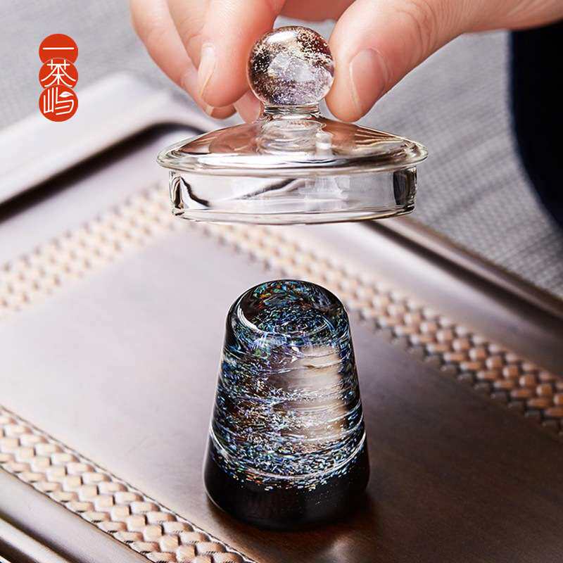极简手工高档炫彩星空盖置盖托玻璃茶道茶席紫砂壶摆件架茶具配件