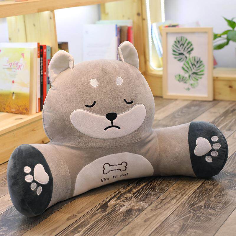 卡通哈士奇按摩仪抱枕腰靠毛绒玩具沙发靠背椅子护腰垫趣味公仔