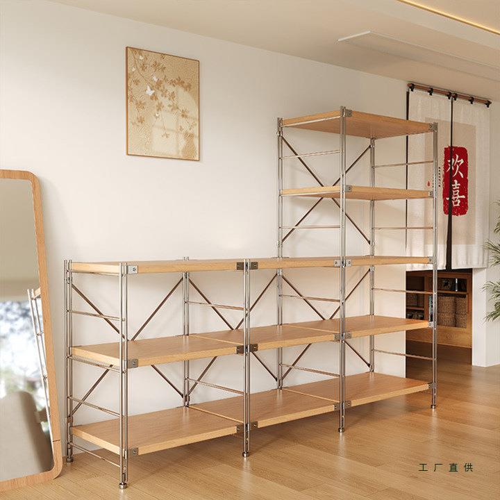 置物架多层收纳架货架家用实木厨房落地杂物书架阳台花草储物架子